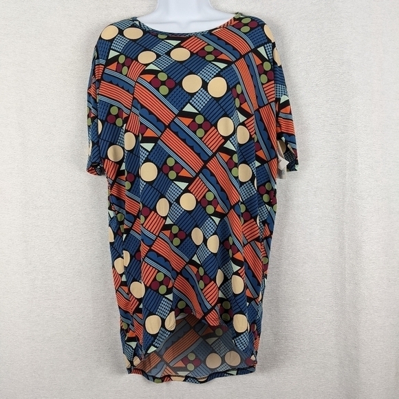 Lularoe Irma hi low tunic geometric print XXS oversized short Sleeve - Picture 1 of 4